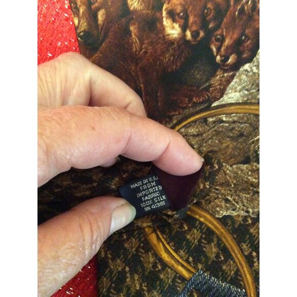 Vintage Polo Ralph Lauren Houndstooth Fox Hunting Silk Tie USA Handmade Rare - Picture 5 of 8